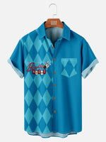 Bowling Color Contrast Men's Short Sleeve Shirt ElevenOasis