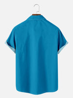 Bowling Color Contrast Men's Short Sleeve Shirt ElevenOasis