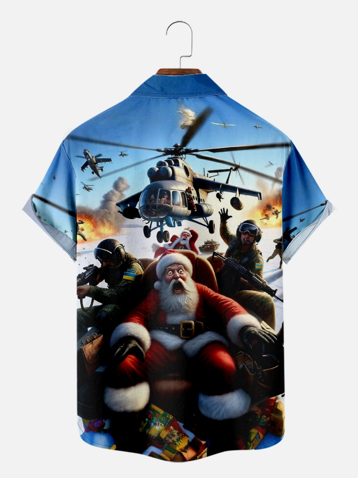 Men's Christmas Helicopter Short Sleeve Shirt Eleven Oasis