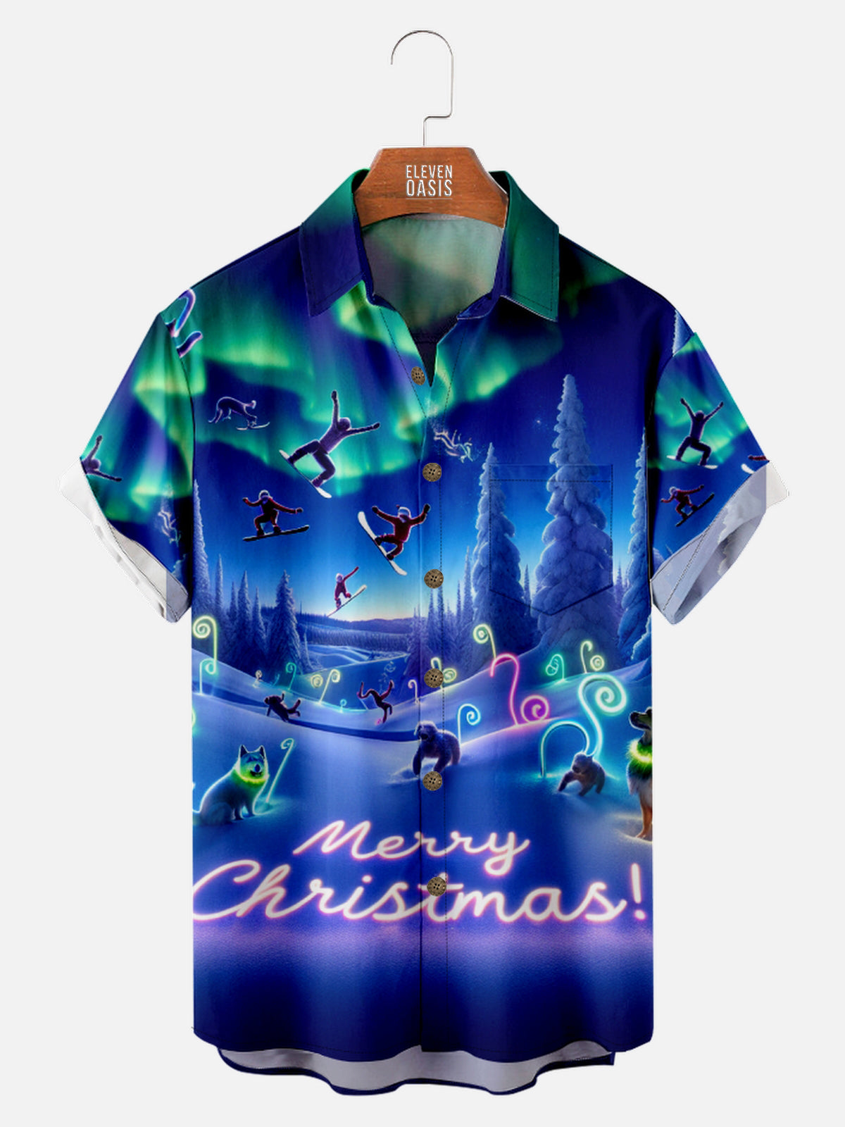 Men's Christmas Aurora Short Sleeve Shirt Eleven Oasis