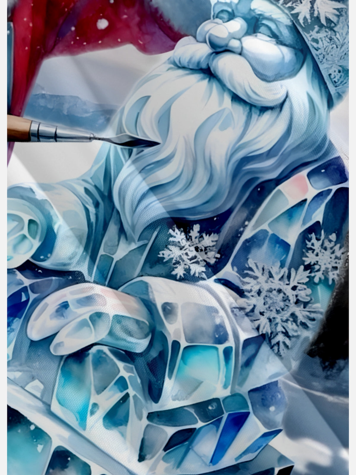 Men's Christmas Santa Ice Sculpture Short Sleeve Shirt Eleven Oasis
