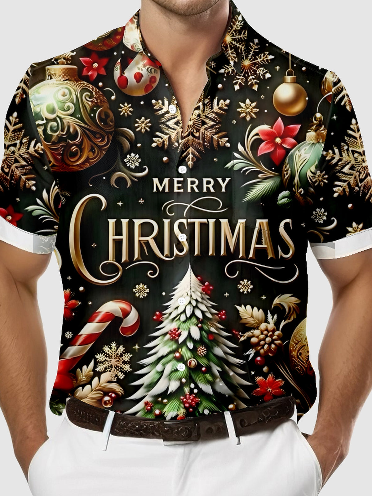 Men's Christmas Surrounding Short Sleeve Shirt