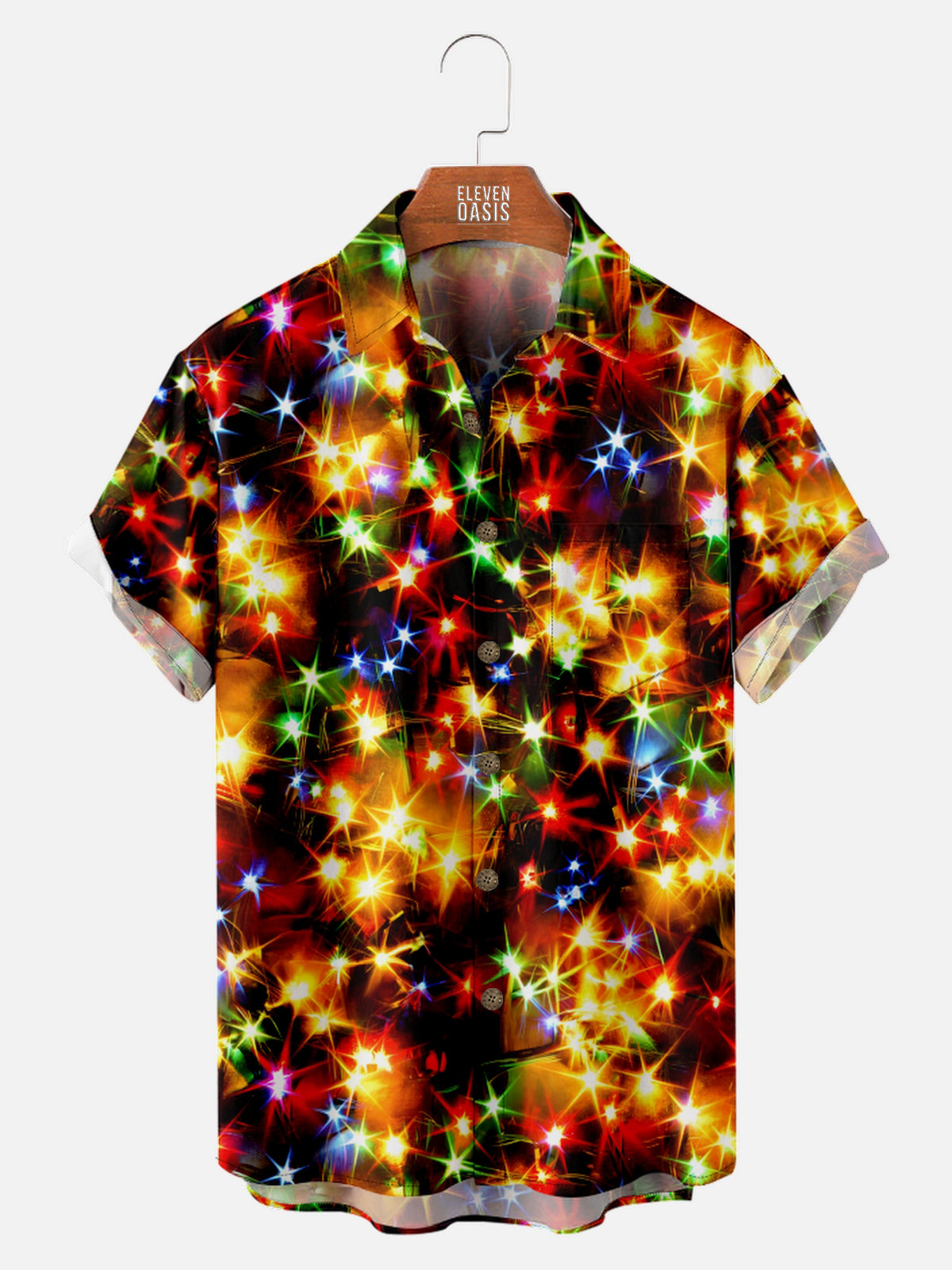 Men's Christmas Fairy lights Short Sleeve Shirt Eleven Oasis