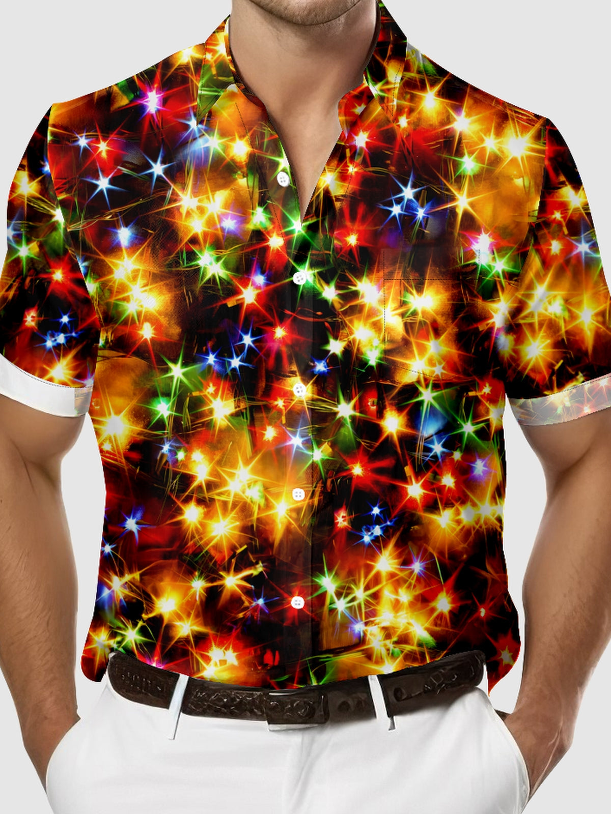 Men's Christmas Fairy lights Short Sleeve Shirt Eleven Oasis