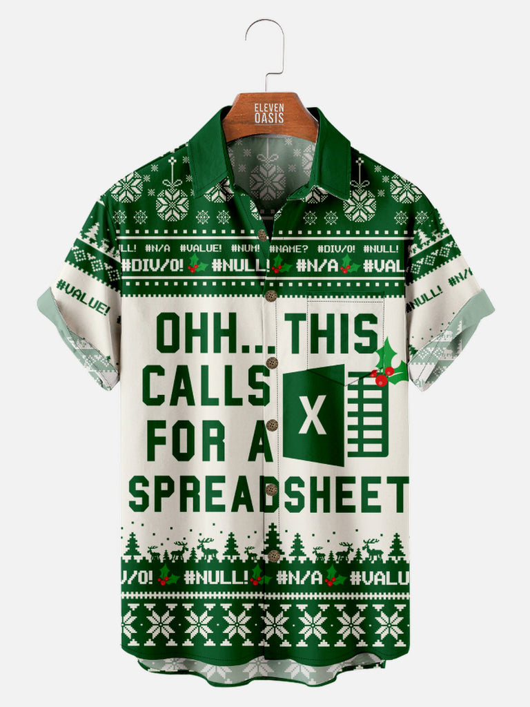 Men's Excel Calls for Spreadsheet Short Sleeve Shirt Eleven Oasis