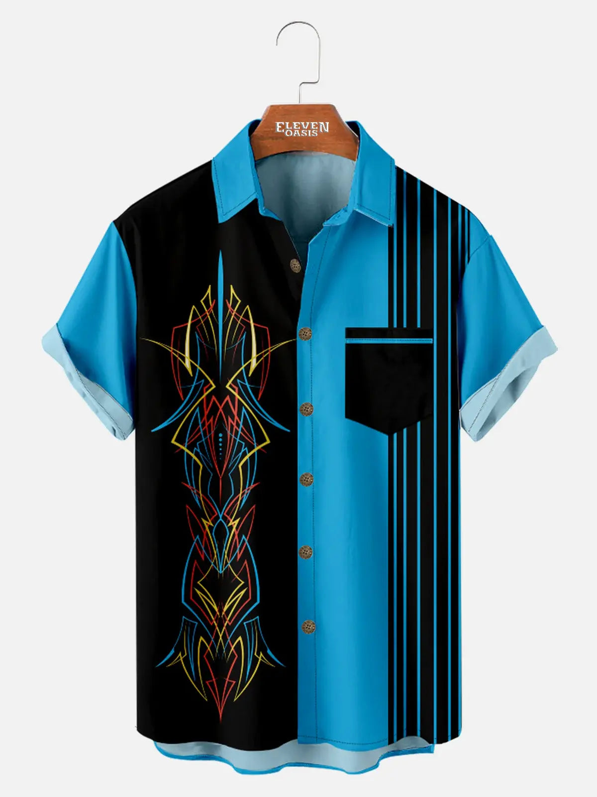Automotive Stripe Short Sleeve Shirt ElevenOasis