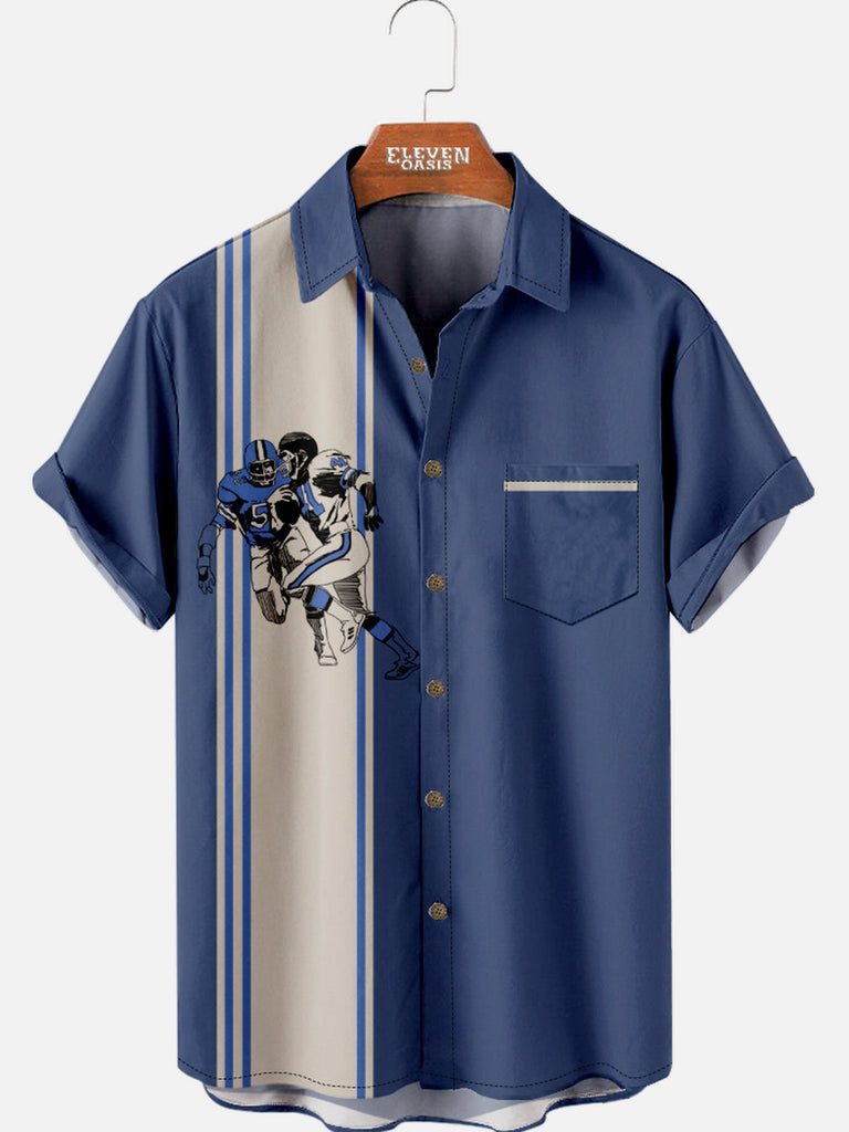 Men's Gridiron Glory Nostalgia Blue Short Sleeve Shirt Eleven Oasis