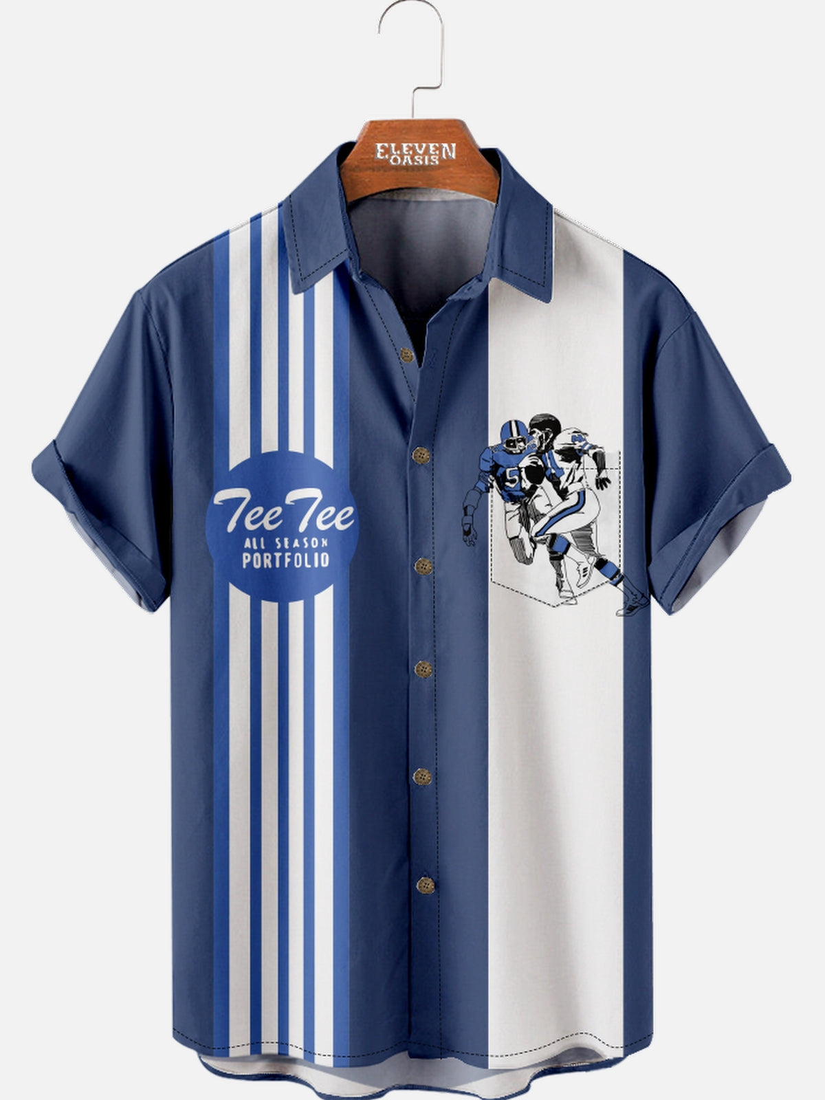 Men's All Season Portfolid Nostalgia Blue Short Sleeve Shirt