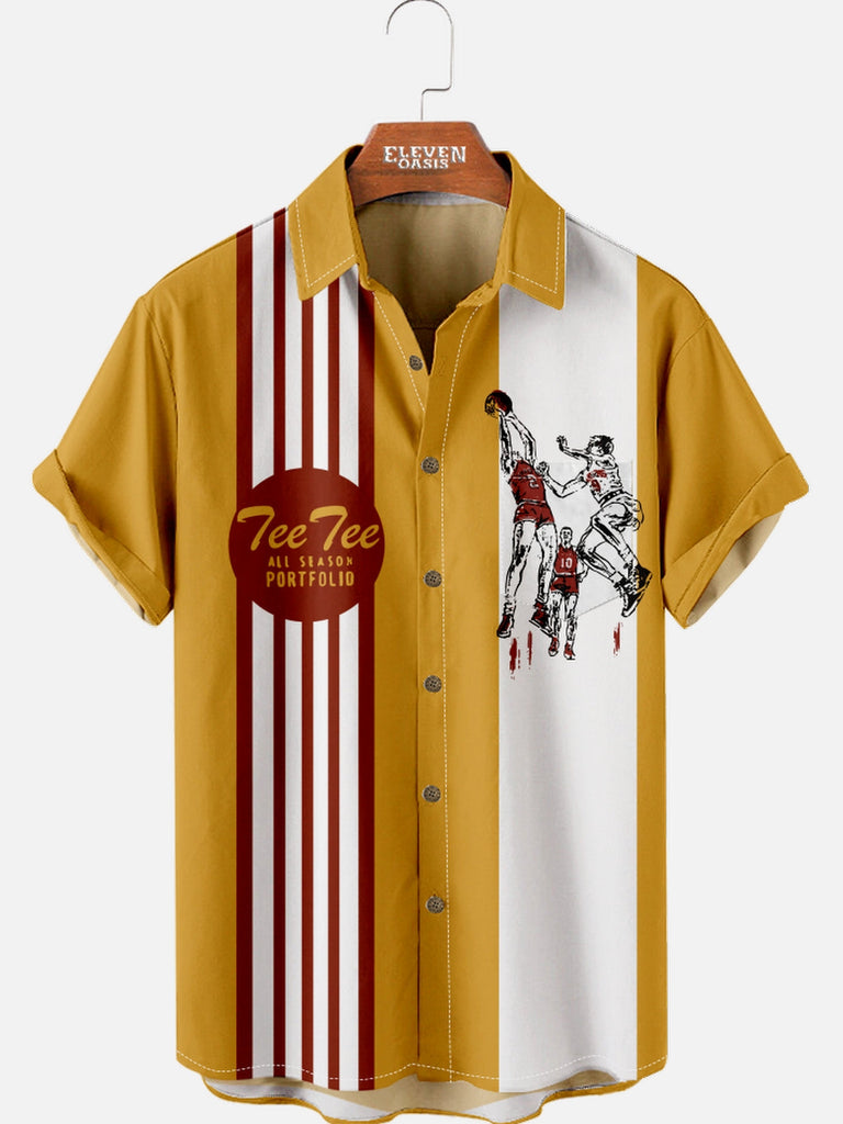 Men's Nostalgia Pee Chee Red and White Stripe Short Sleeve Shirt Eleven Oasis