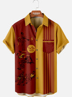 Men's Nostalgia Pee Chee Half Red Stripe Short Sleeve Shirt Eleven Oasis