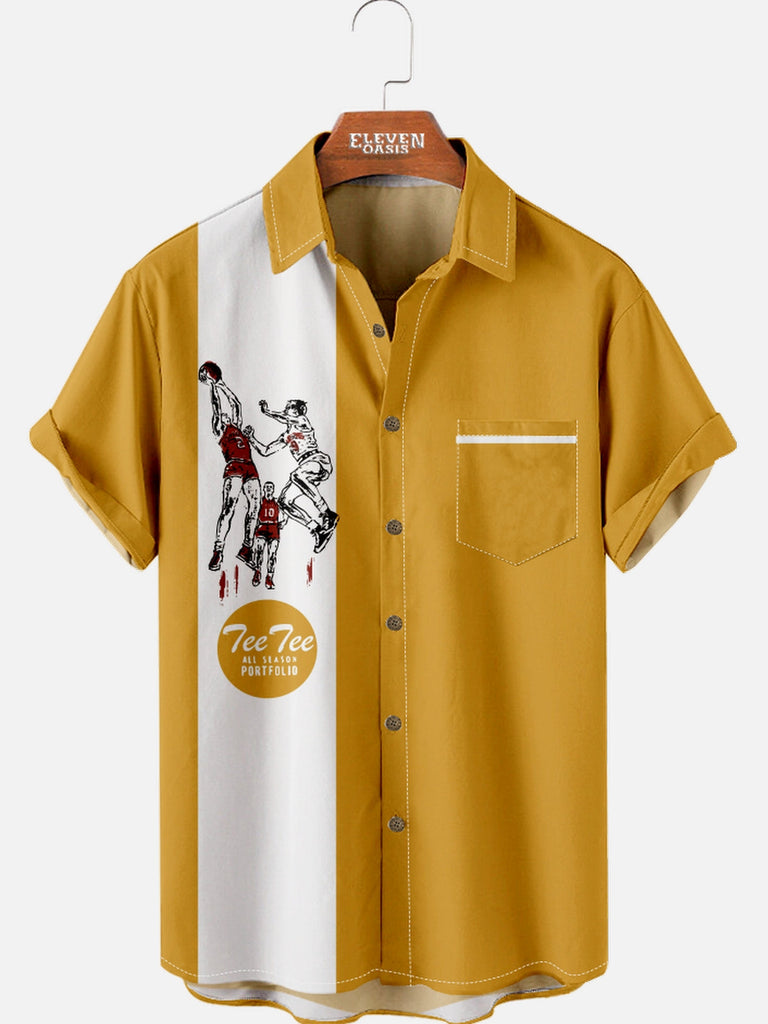 Men's Nostalgia White Stripe Short Sleeve Shirt Eleven Oasis