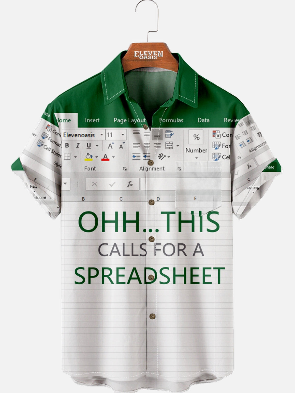 Men's Excel This Call for Spreadsheet Top Navigation Short Sleeve Shirt Eleven Oasis