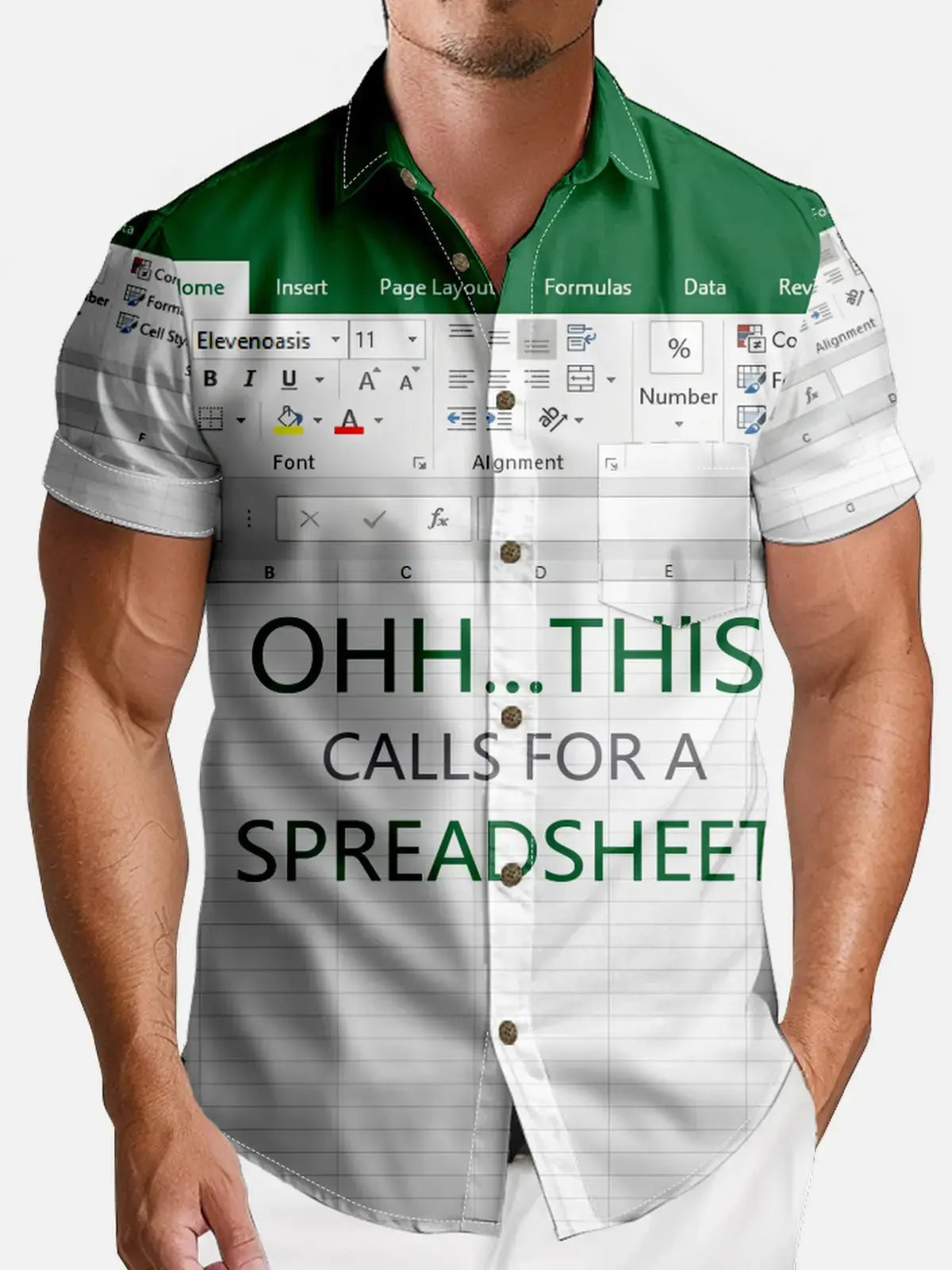 Men's Office Humor Excel Spreadsheet Short Sleeve Shirt ElevenOasis