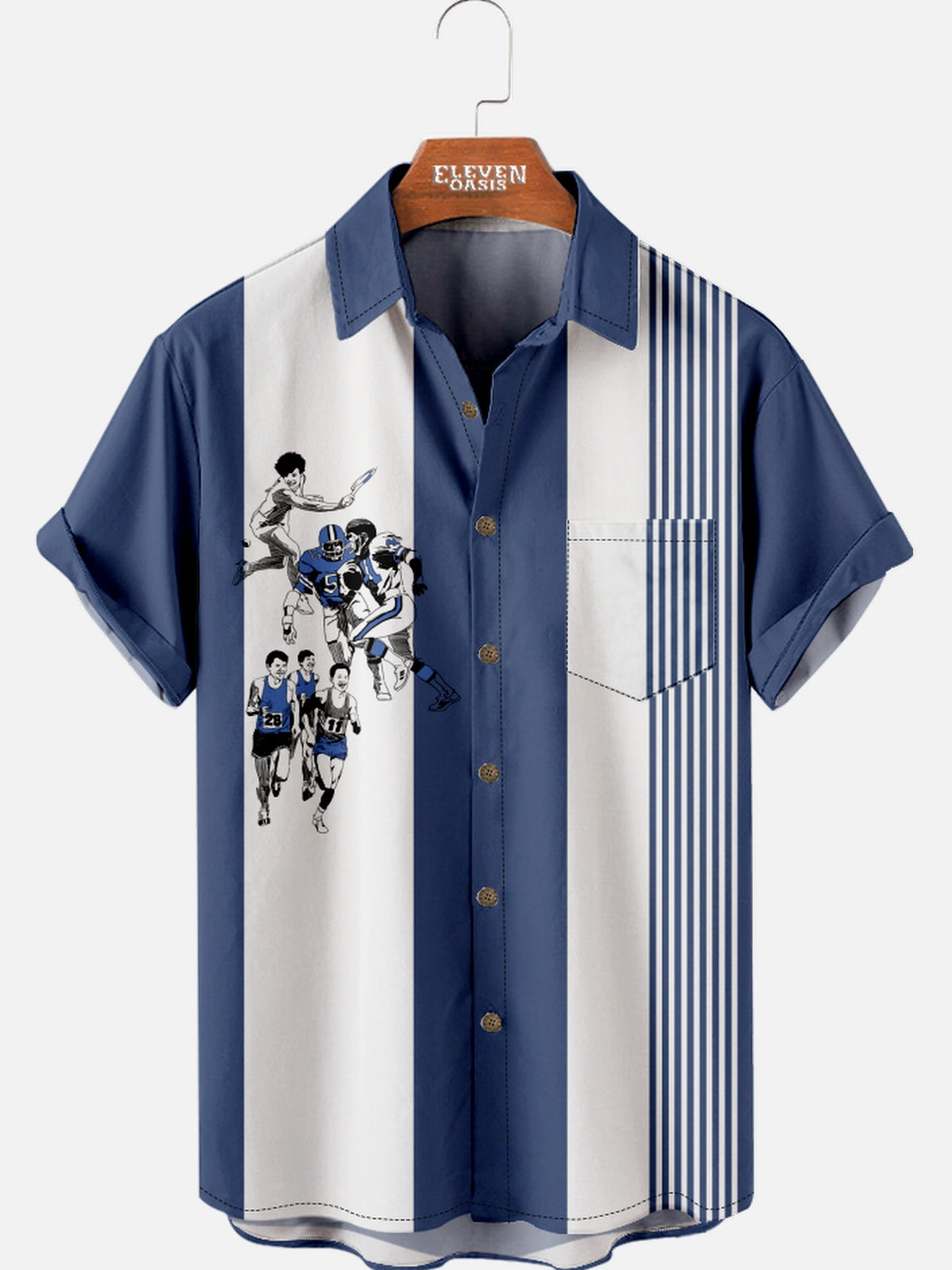 Men's Retro Sports All-Stars Tonal Pocket Short Sleeve Shirt Eleven Oasis
