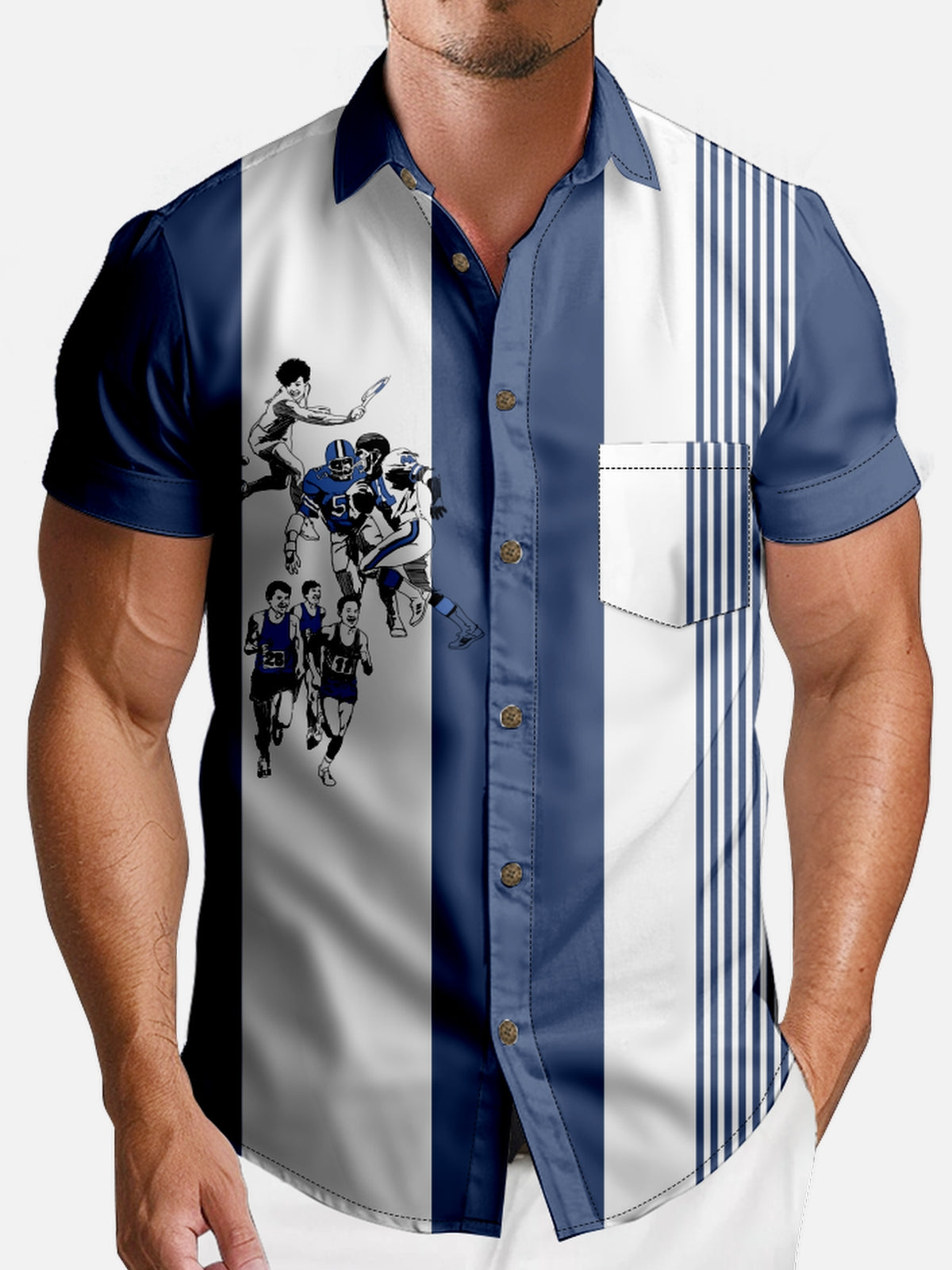 Men's Retro Sports All-Stars Tonal Pocket Short Sleeve Shirt Eleven Oasis