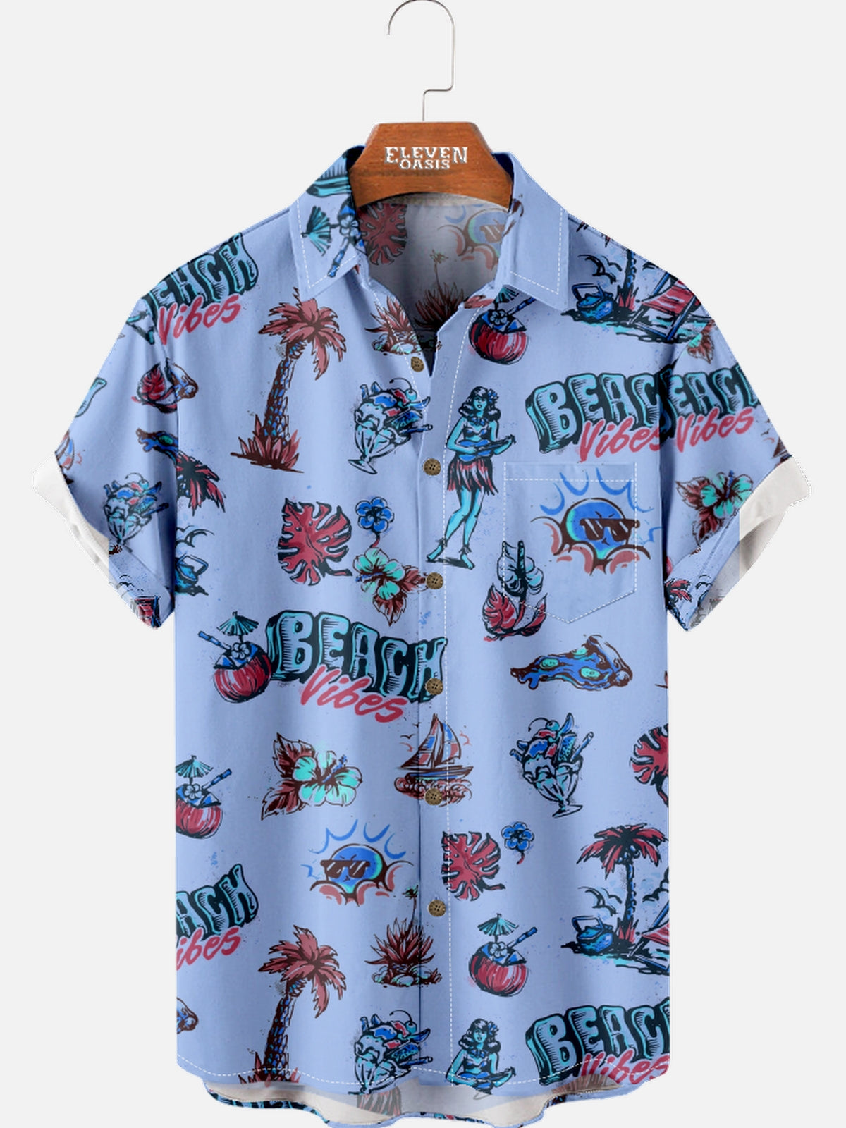 Men's Beach Vibes Short Sleeve Shirt Eleven Oasis