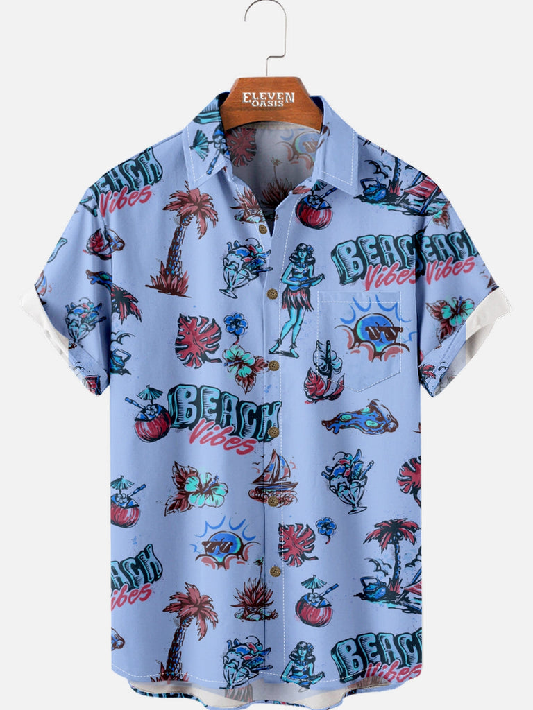Men's Beach Vibes Short Sleeve Shirt Eleven Oasis