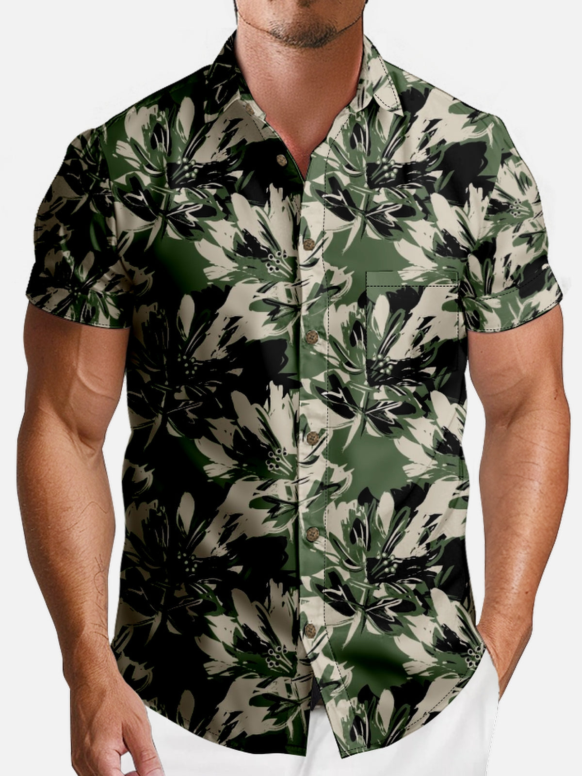 Men's Tropical Leaf Short Sleeve Shirt Eleven Oasis