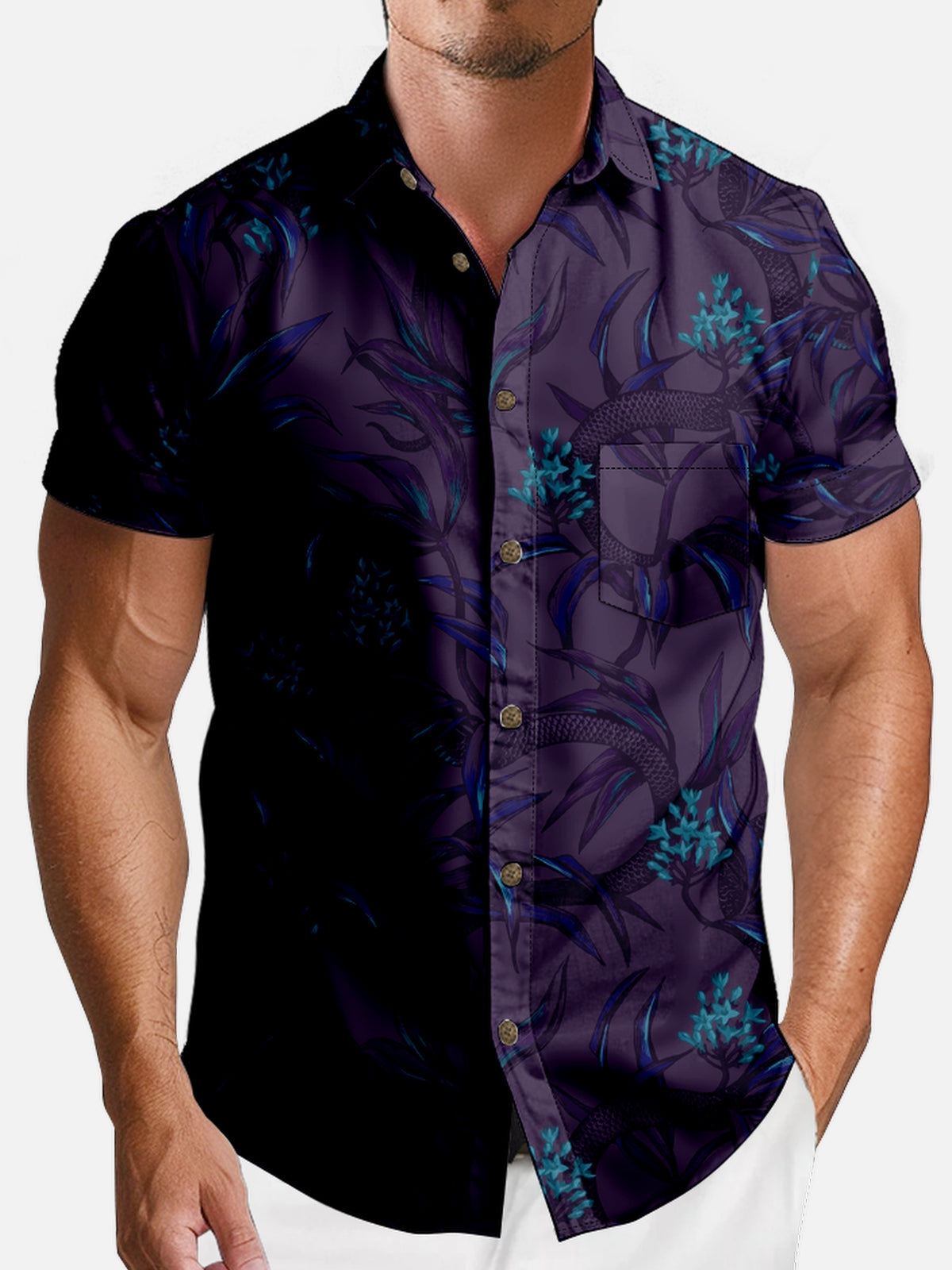 Men's Midnight Floral Short Sleeve Shirt Eleven Oasis