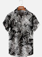 Men's Monochrome Tropical Floral Short Sleeve Shirt ElevenOasis