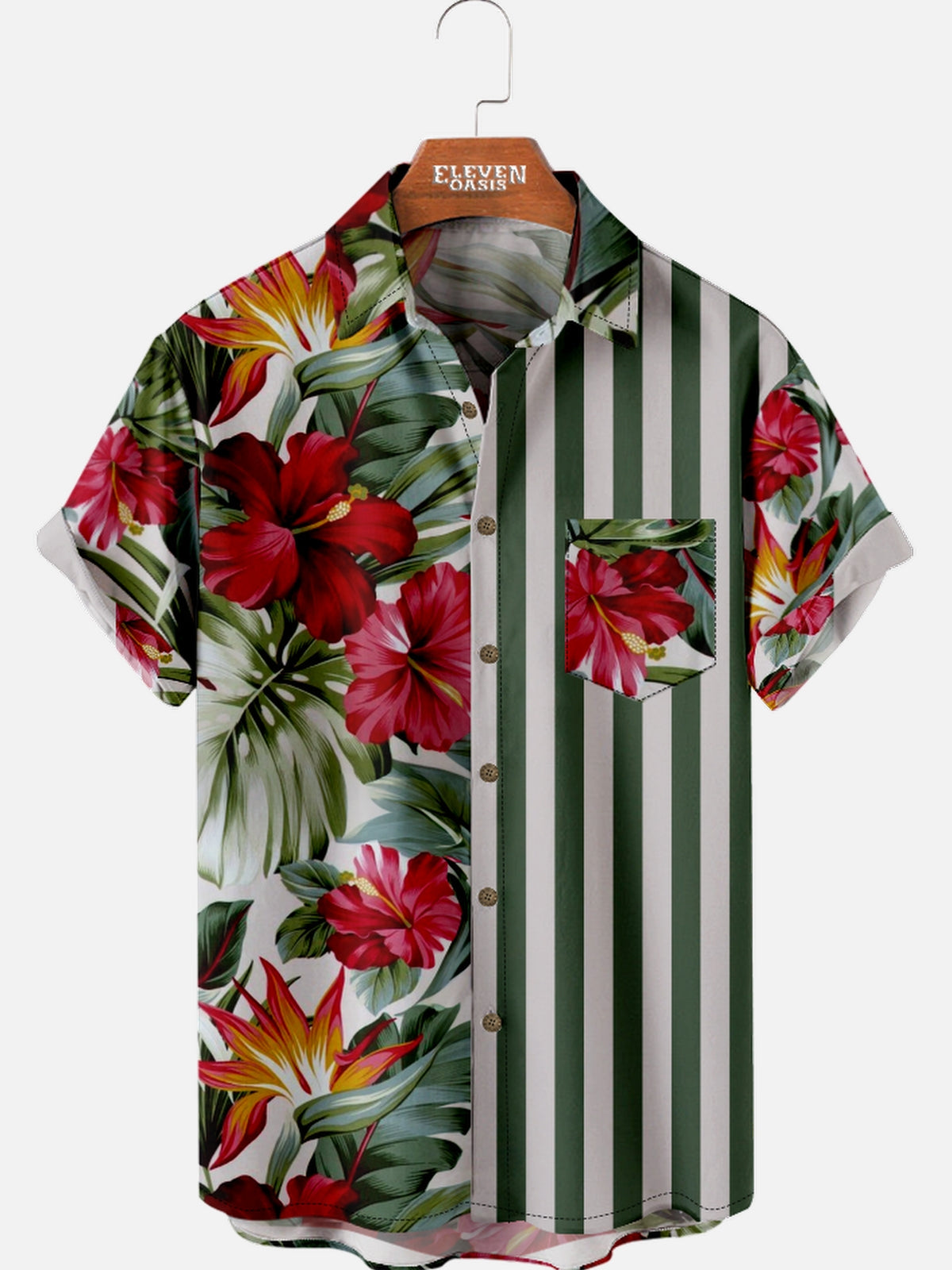Men's Tropical Stripe Short Sleeve Shirt Eleven Oasis
