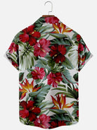 Men's Hibiscus Stripe Panel Hawaiian Short Sleeve Shirt Eleven Oasis