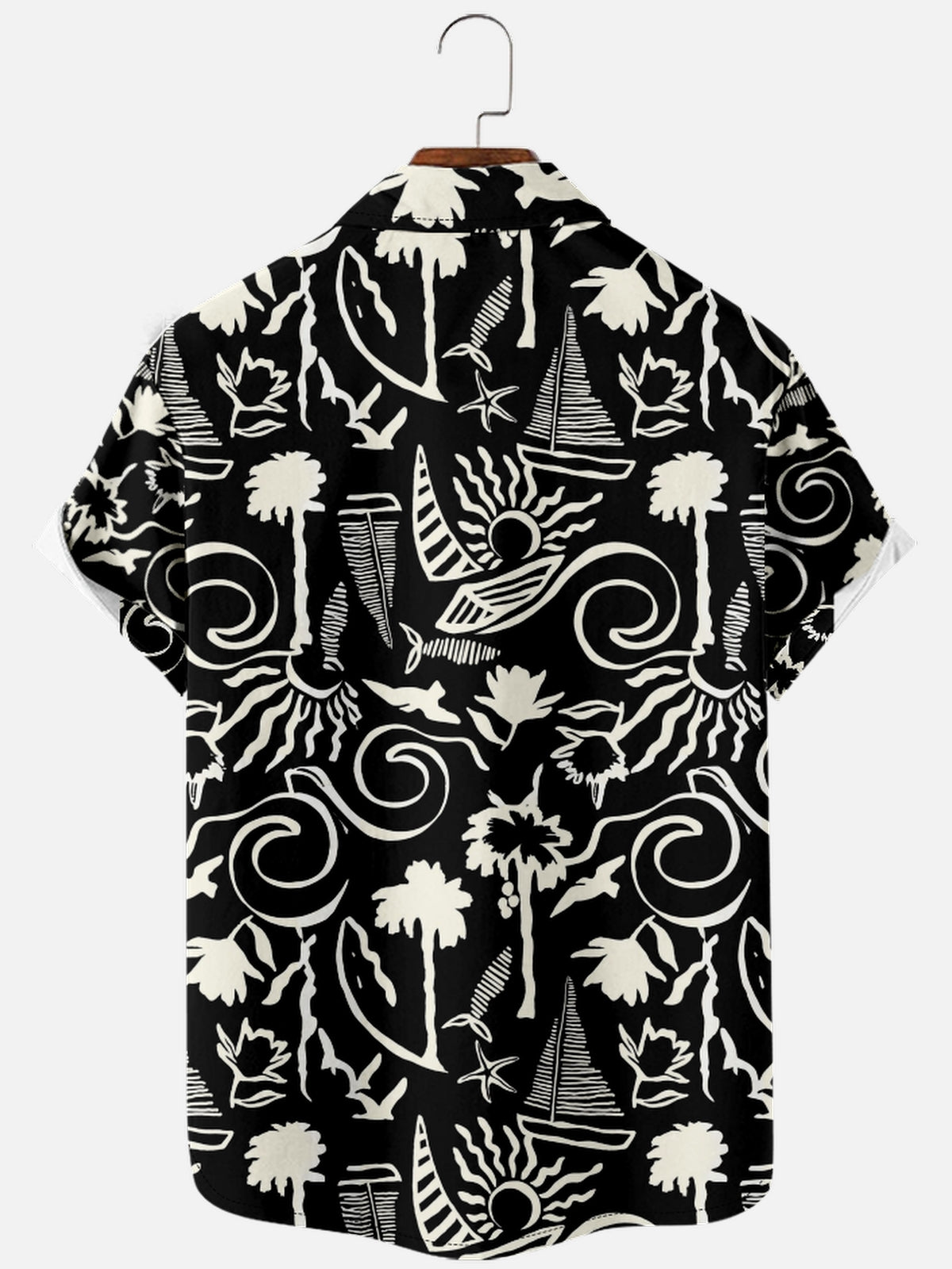 Men's Monochrome Floral Short Sleeve Shirt Eleven Oasis