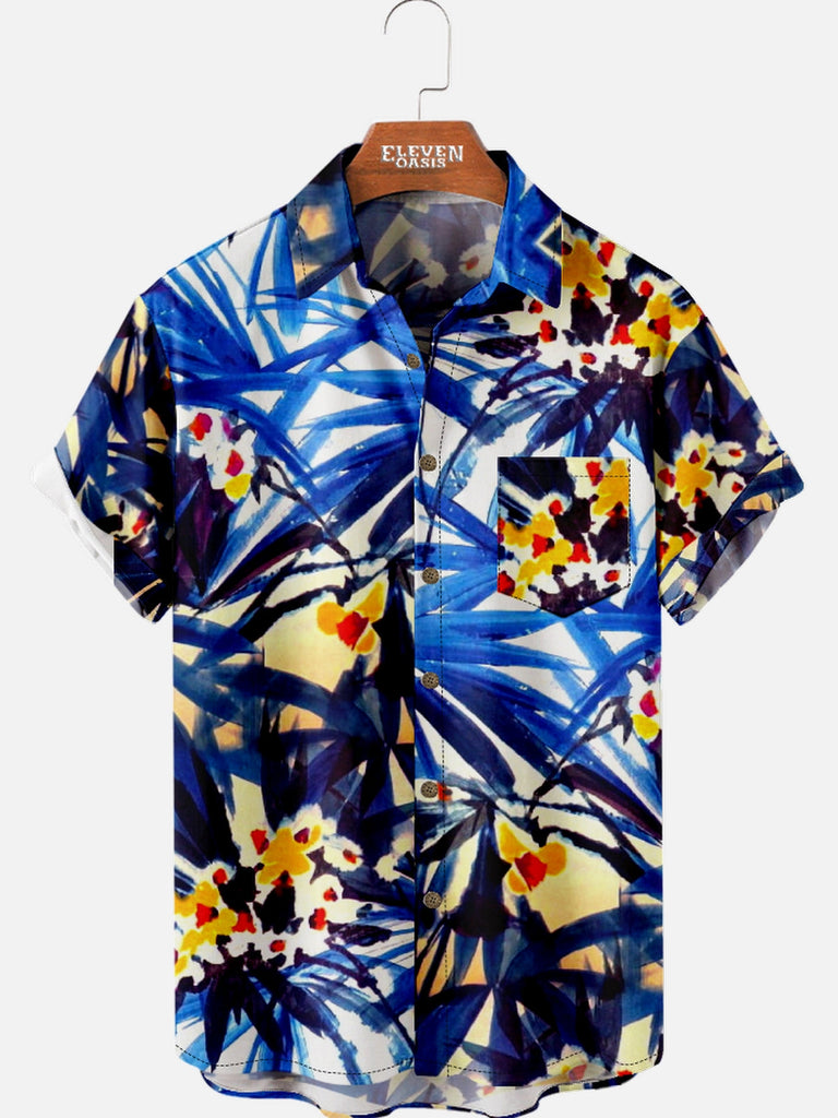 Men's Abstract Floral Short Sleeve Shirt Eleven Oasis