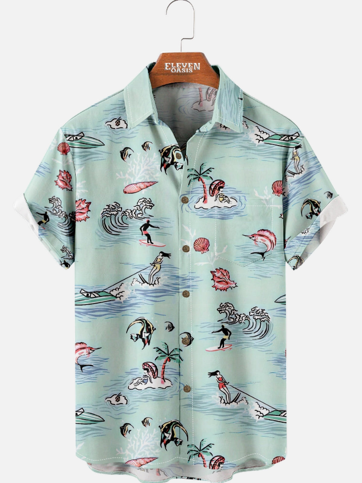Men's Tropical Surf Short Sleeve Shirt Eleven Oasis