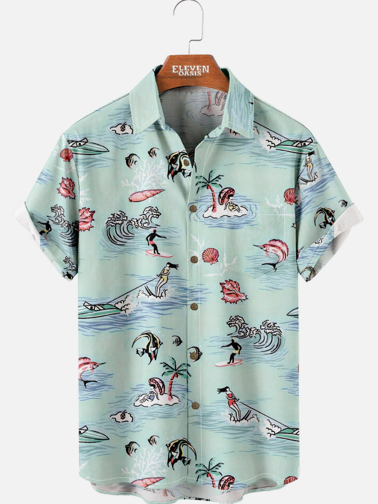 Men's Tropical Surf Short Sleeve Shirt Eleven Oasis