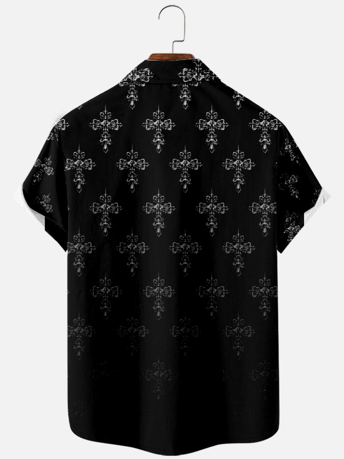 Men's Allover Cross Print Short Sleeve Shirt