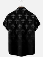 Men's Victorian Cross Pattern Short Sleeve Shirt Eleven Oasis