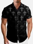 Men's Victorian Cross Pattern Short Sleeve Shirt Eleven Oasis
