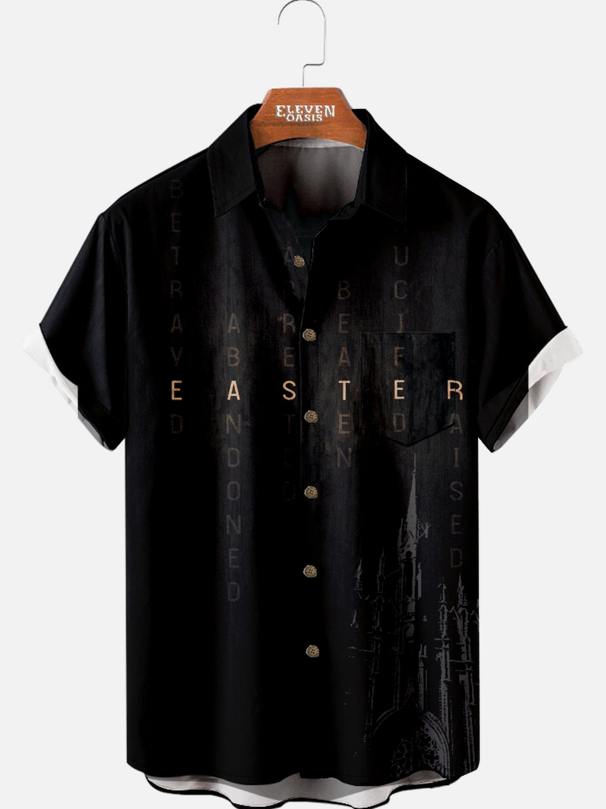 Men's Easter Crossword Puzzle Short Sleeve Shirt Eleven Oasis