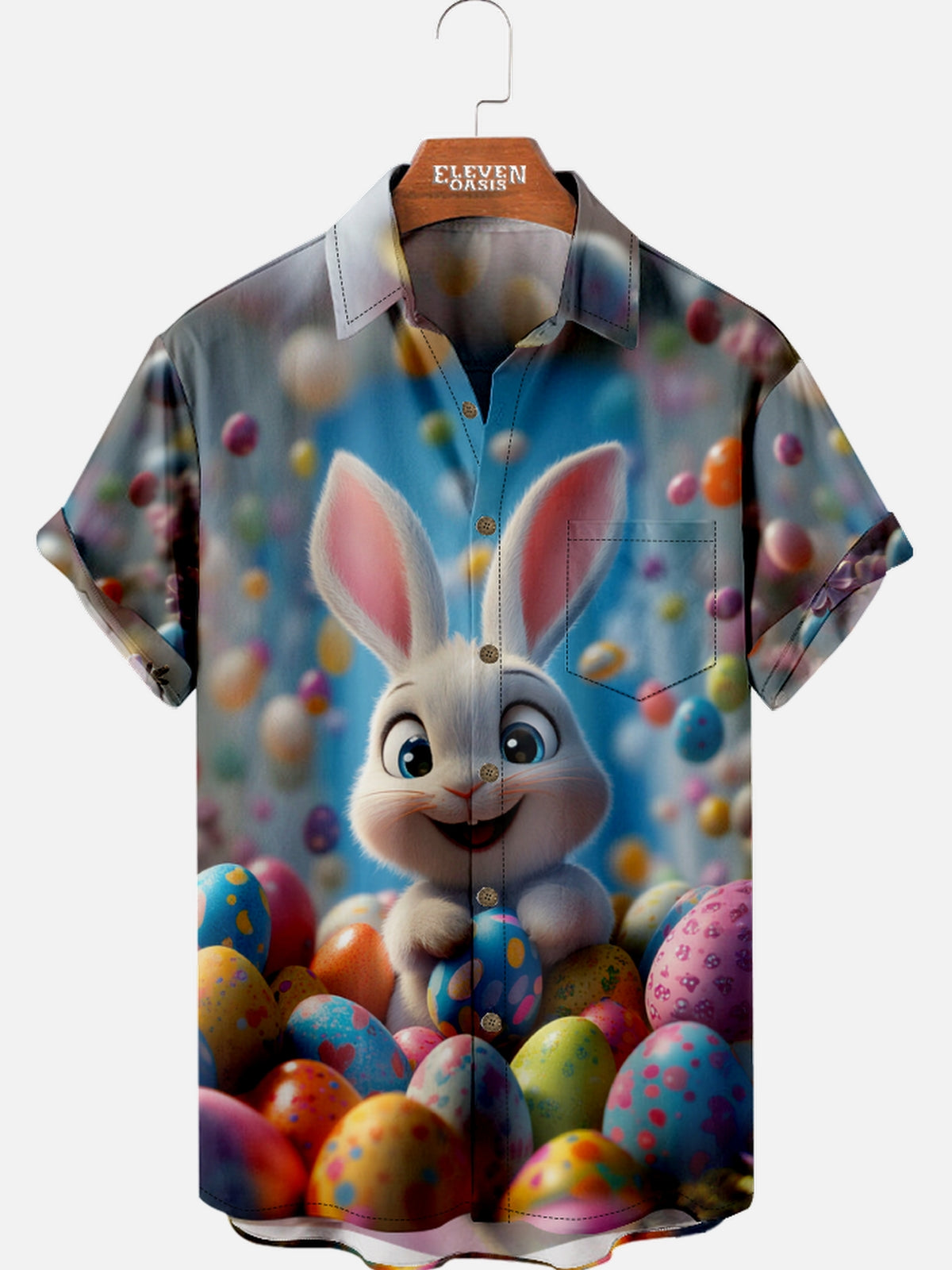 Men's Easter Bunny And Egg Carton Short Sleeve Shirts 8 Eleven Oasis