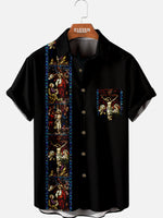 Men's Stained Glass Crucifixion Short Sleeve Shirt Eleven Oasis