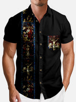 Men's Stained Glass Crucifixion Short Sleeve Shirt Eleven Oasis
