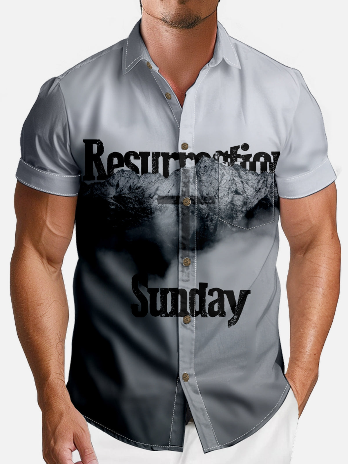 Men's Resurrection Sunday Graphic Short Sleeve Shirt Eleven Oasis
