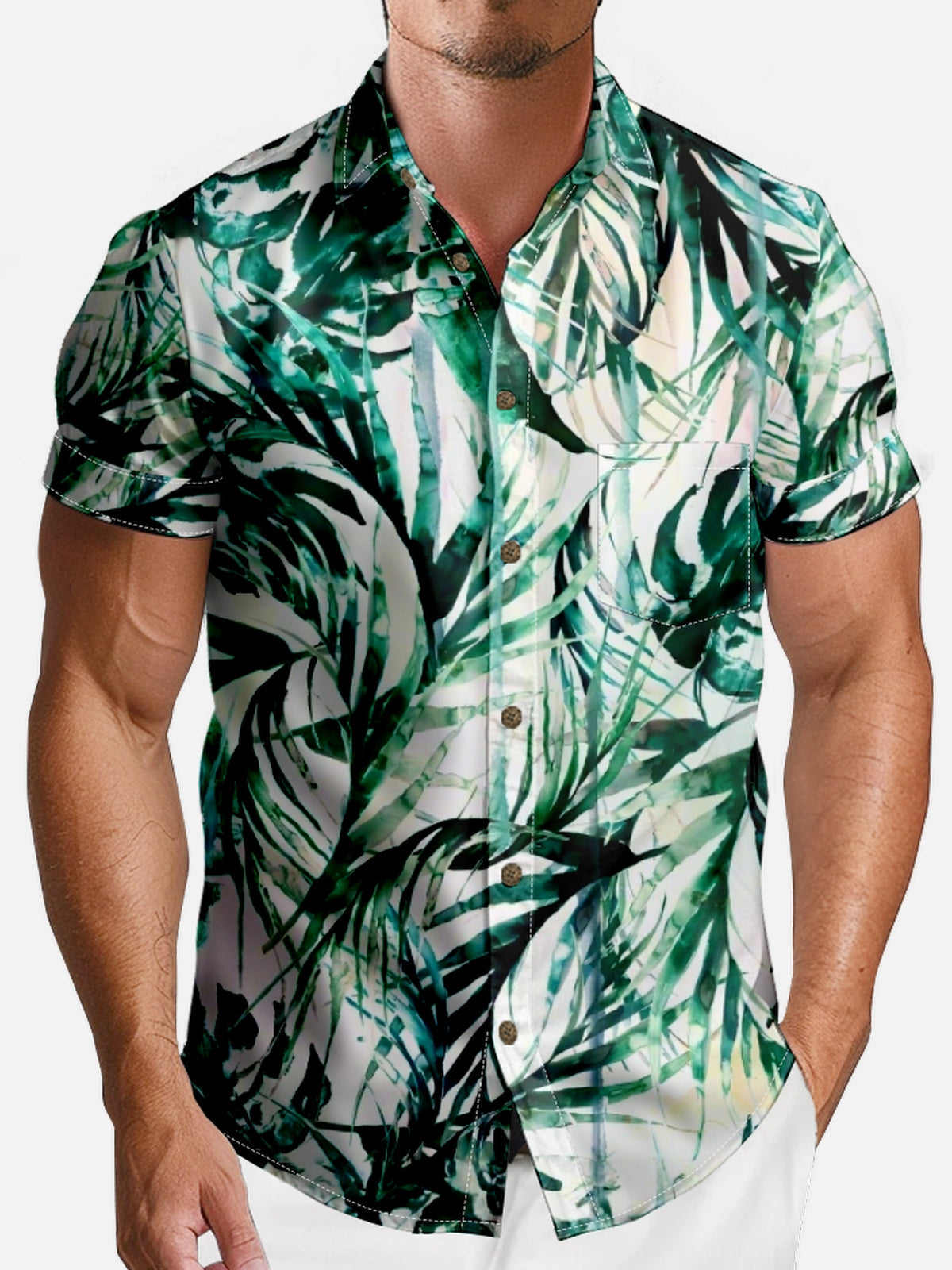 Men's Jungle Leaf Short Sleeve Shirt Eleven Oasis