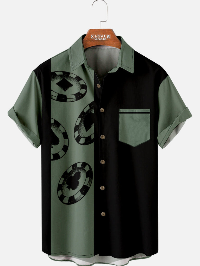 Tall Men's Poker Chip Short Sleeve Shirt Eleven Oasis