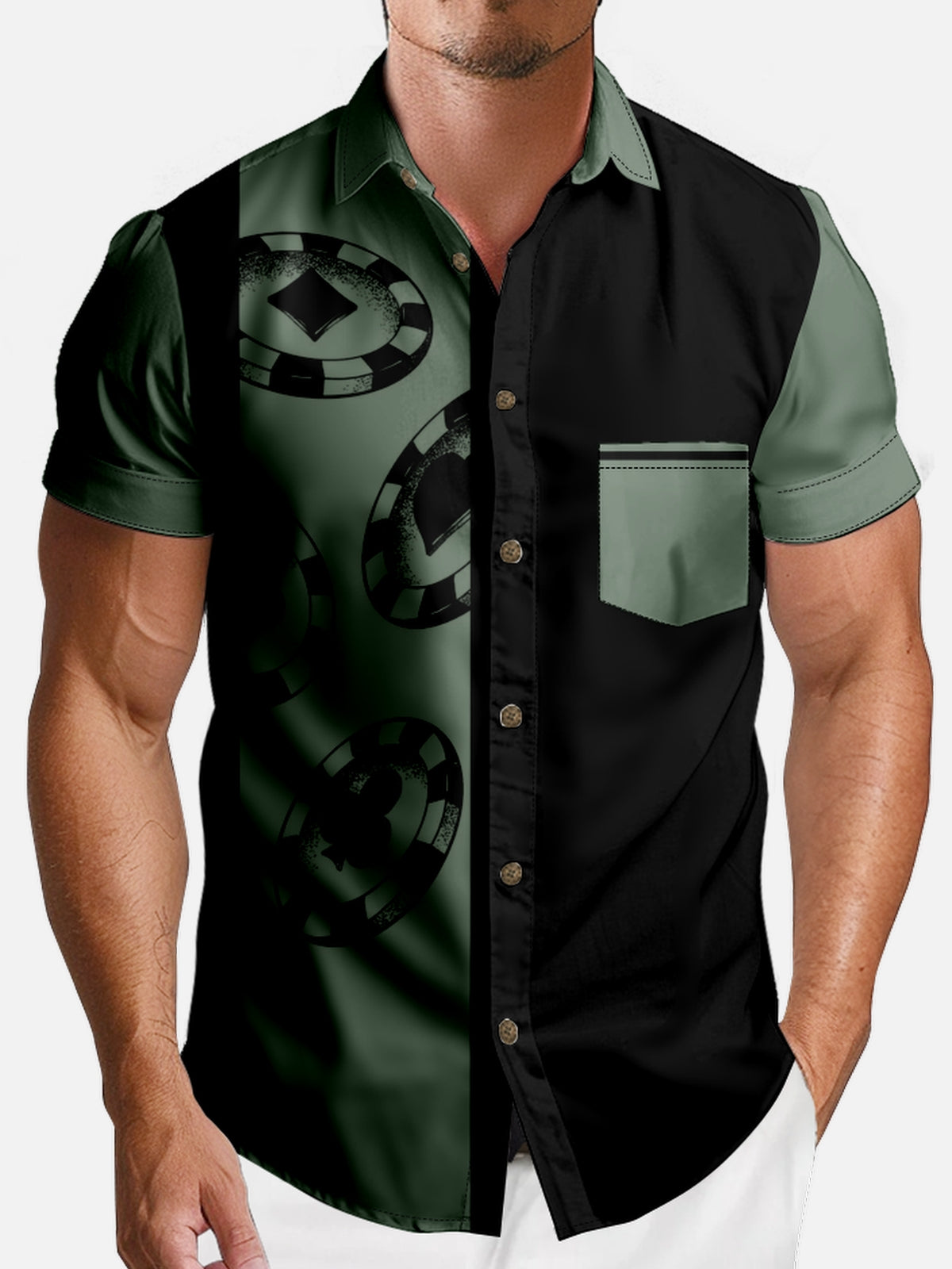 Men's Poker Chip Short Sleeve Shirt Eleven Oasis