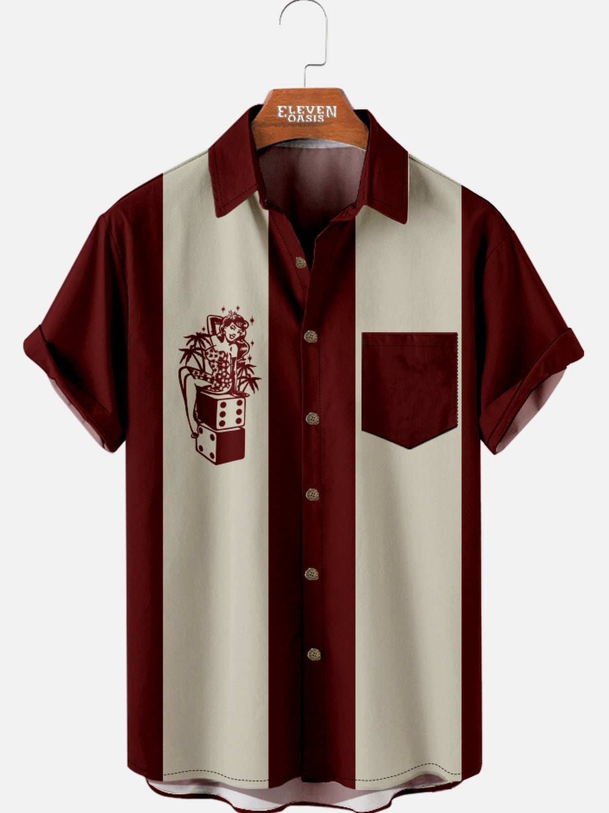 Men's Retro Pin-Up Dice Short Sleeve Shirt Eleven Oasis