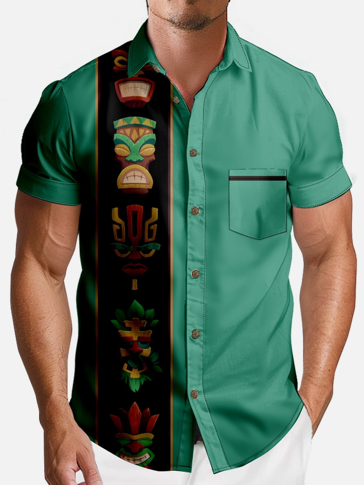 Men's Totem Mask Short Sleeve Shirt Eleven Oasis