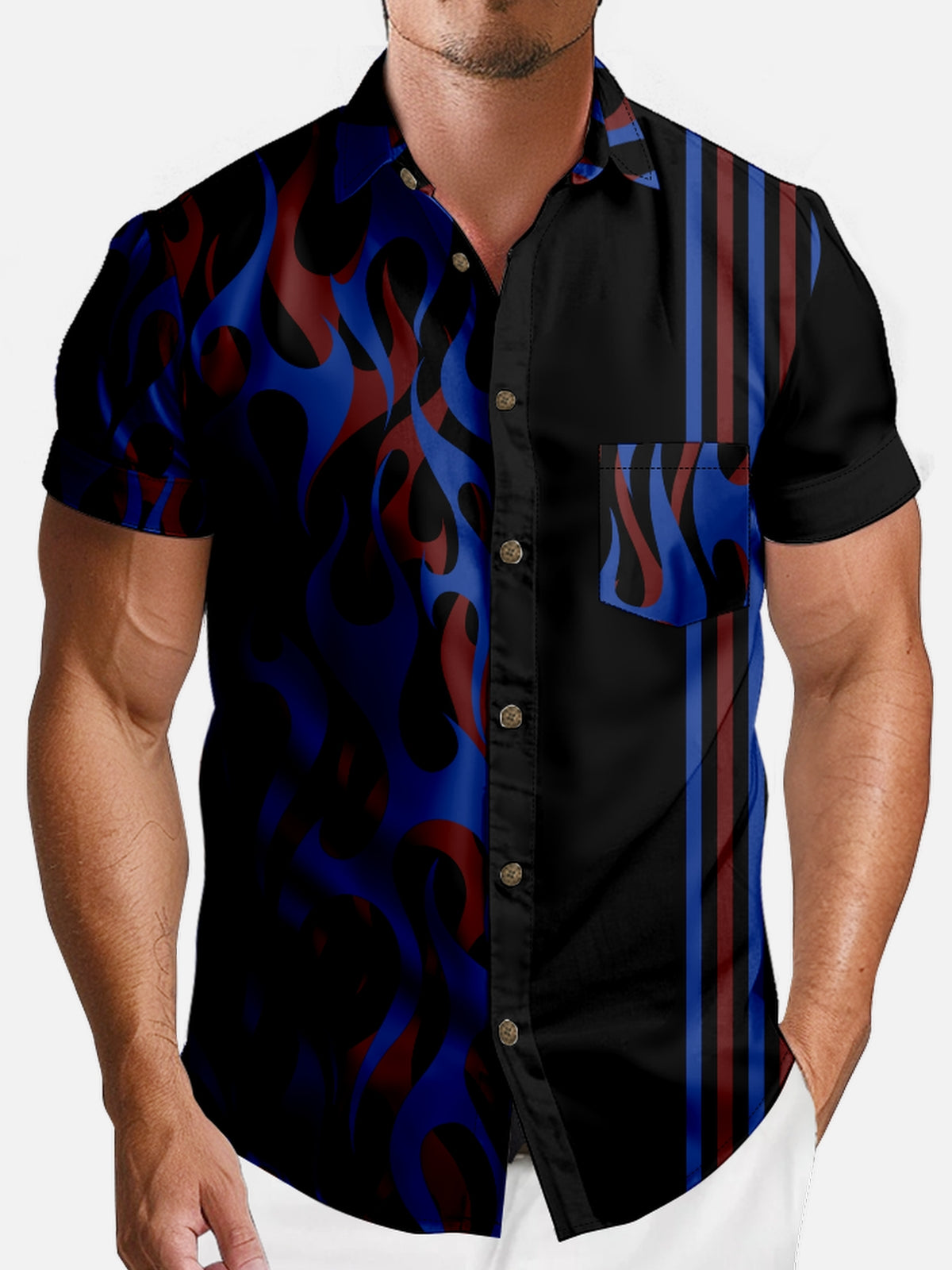 Men's Abstract Stripe Short Sleeve Shirt Eleven Oasis