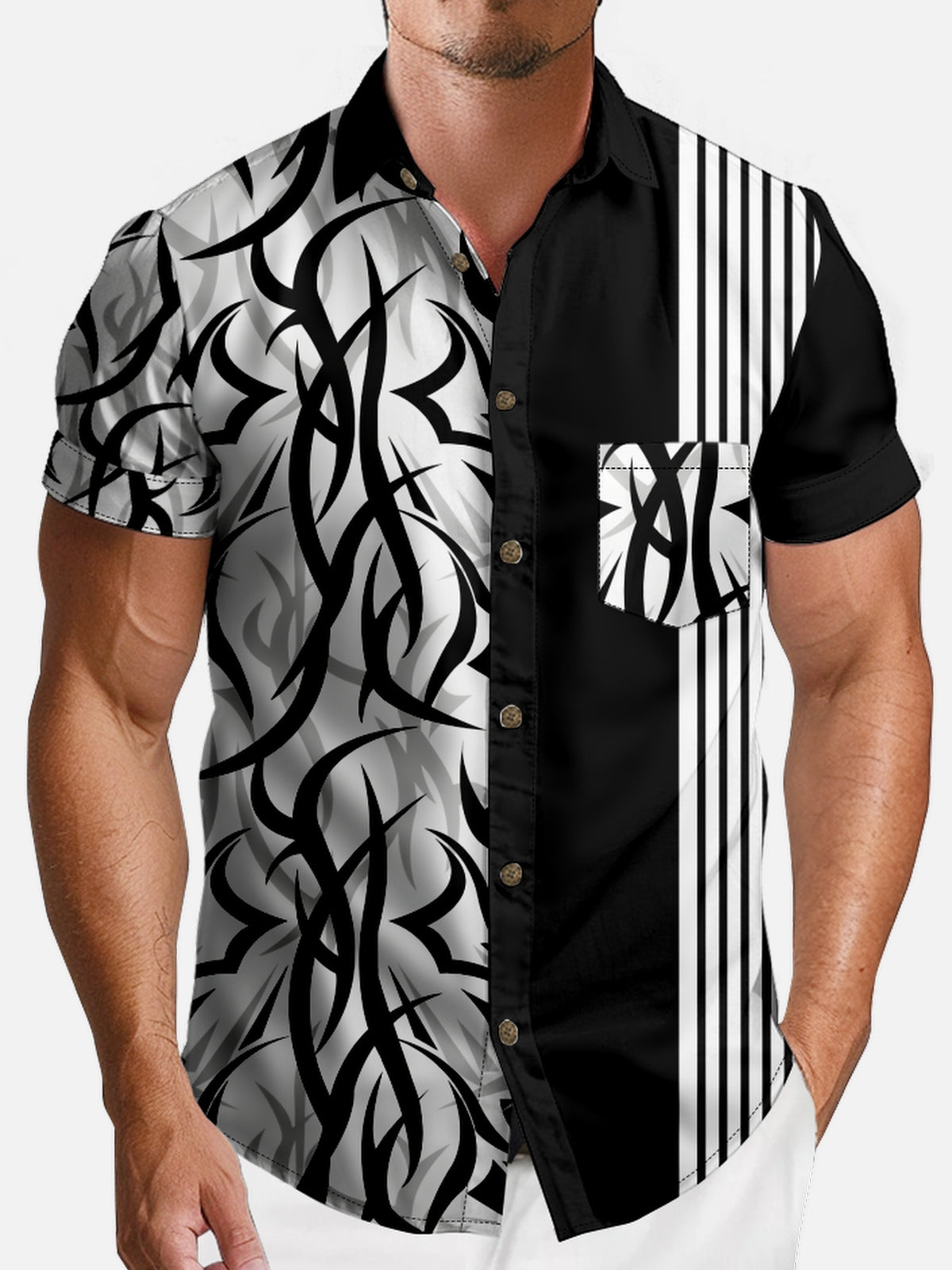 Men's Tribal Stripe Short Sleeve Shirt Eleven Oasis