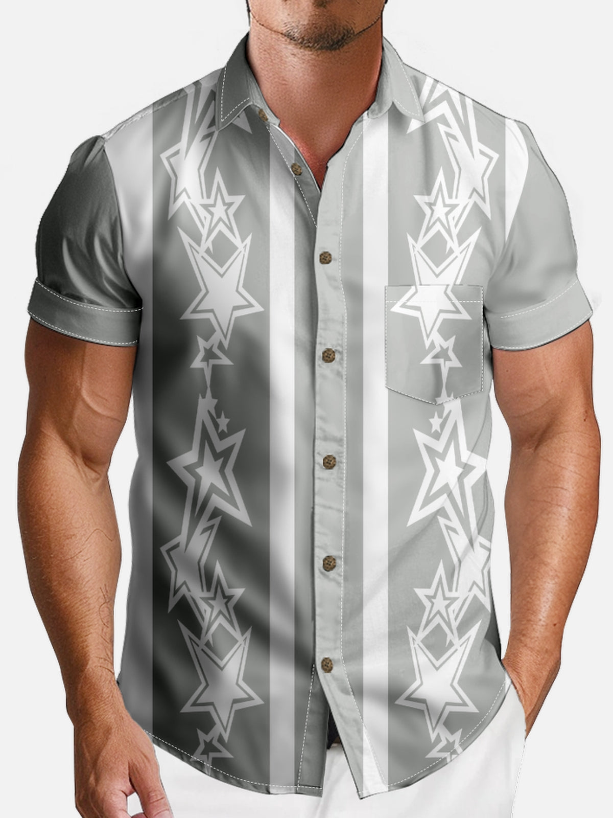 Men's Starburst Stripe Short Sleeve Shirt Eleven Oasis