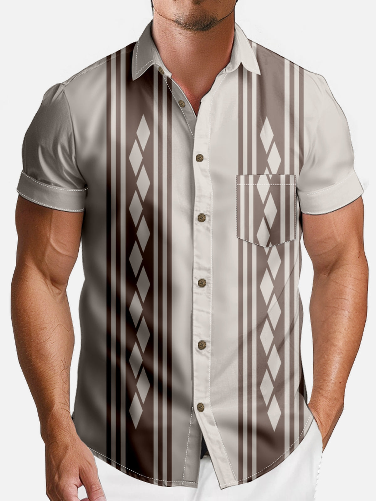 Men's Diamond Stripe Short Sleeve Shirt Eleven Oasis
