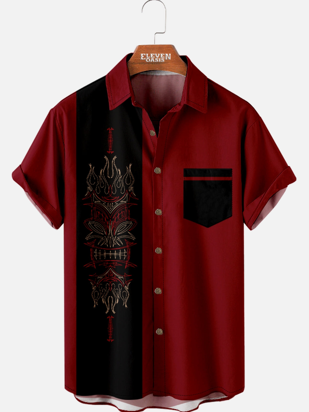 Men's Tribal Totem Red Short Sleeve Shirt Eleven Oasis