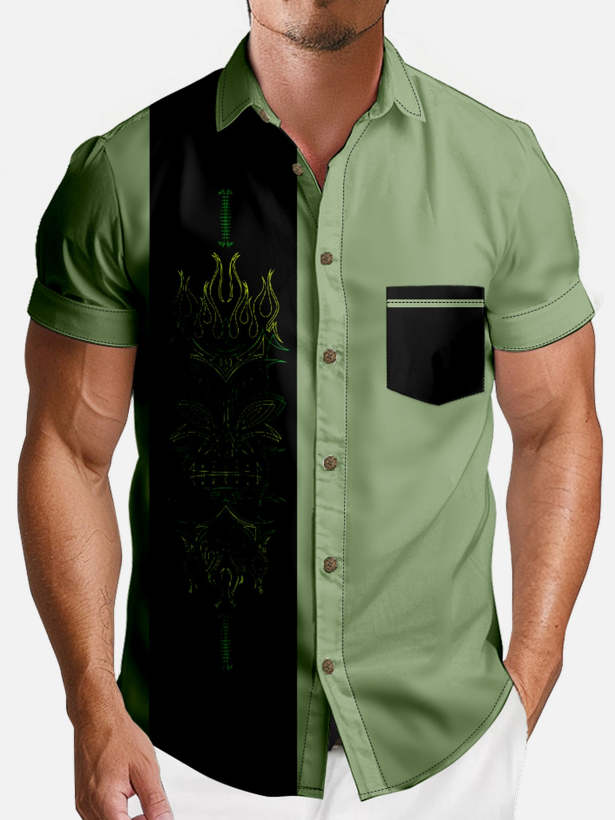 Men's Tribal Tattoo Short Sleeve Shirt Eleven Oasis