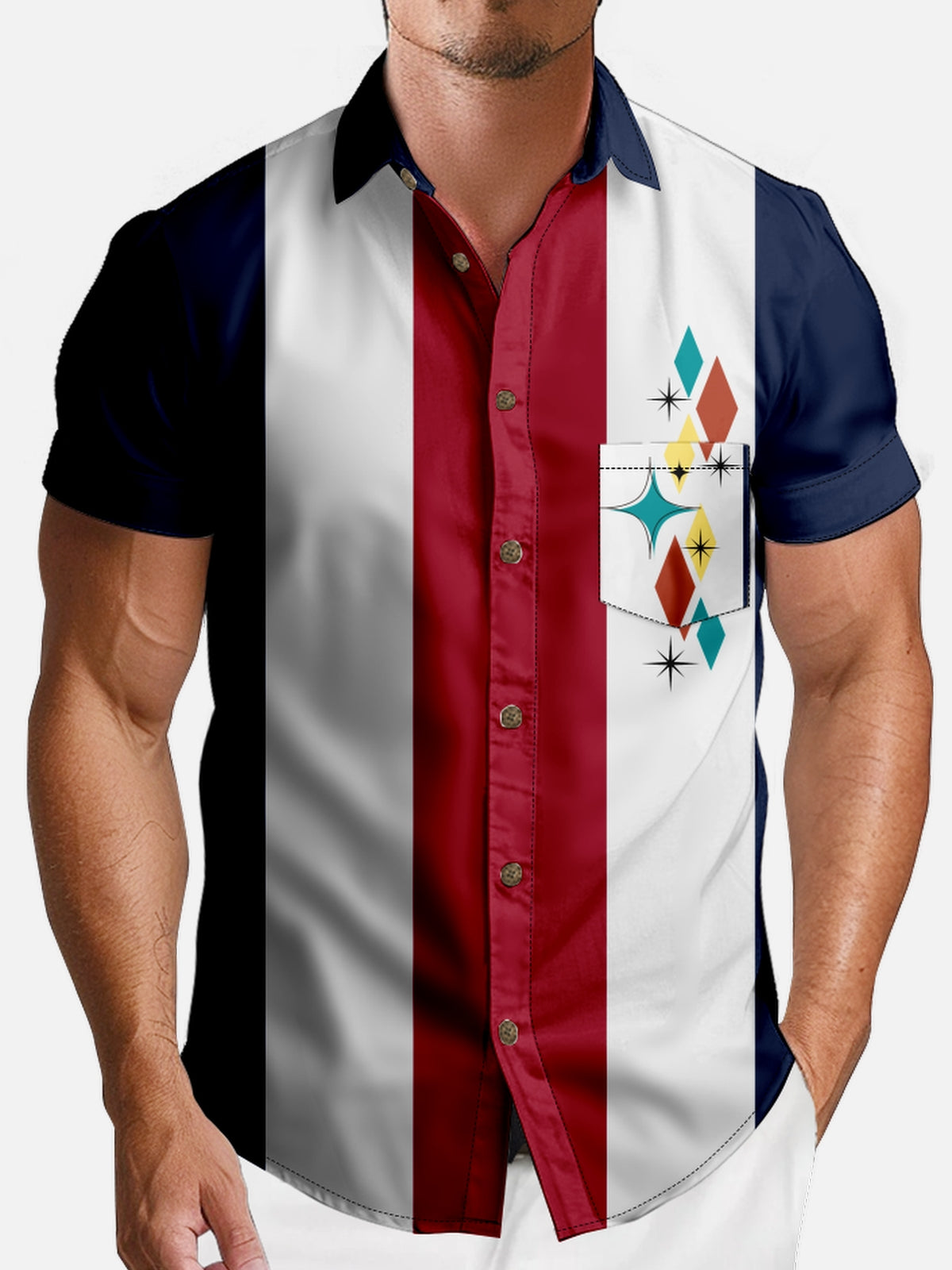 Men's Patriotic Stripe Short Sleeve Shirt Eleven Oasis